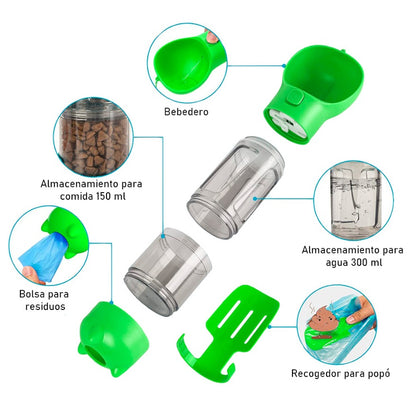 Botella Canina Multifuncional 4 en 1 – ¡Práctica, Portátil y sin Derrames!